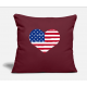 American Flag 4Th Of July Heart Burgundy Pillow